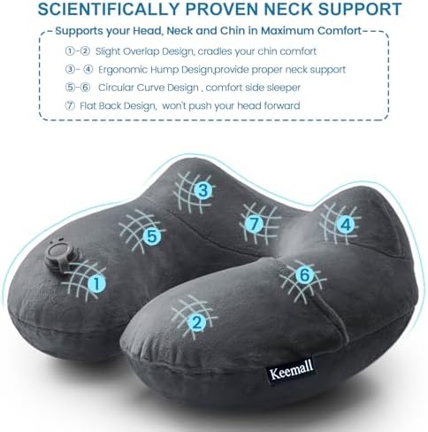 Keemall Inflatable Neck & Shoulder Travel Pillow for Airplane Naps - Image 4