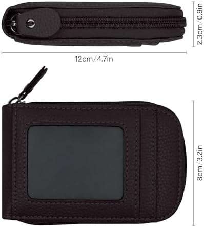 DKER Genuine Leather Mini Credit Card Case Organizer Compact Wallet with ID Window for Men And Women - 2 Pack Black+Coffee - Image 2