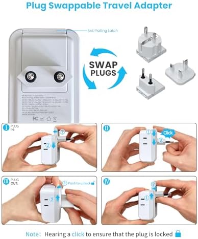 VINTAR European Travel Plug Adapter, PD 35W Type C,G,E/F Detachable Plugs - Image 4