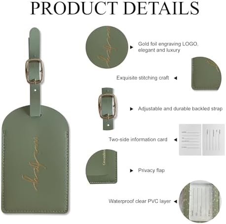 Mr&Mrs Gifts Honeymoon Essentials Mr and Mrs Luggage Tags Travel ID,Green - Image 2