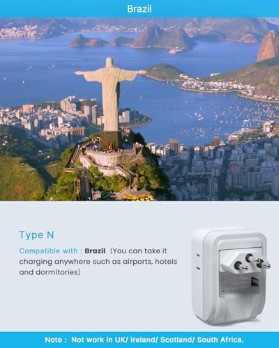 VINTAR Brazil Power Adapter 1 Pack, Foldable US to Brazil Travel Adaptor - Image 3