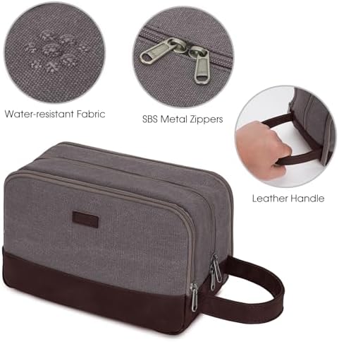 WANDF Travel Toiletry Bag for Men, Canvas Shaving Dopp Kit - Image 6