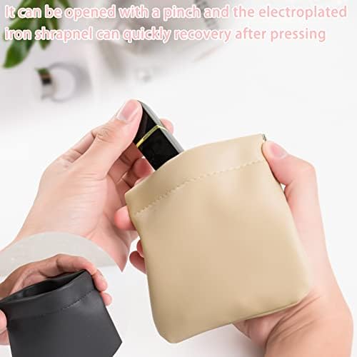 4Pcs Lambskin Pocket Cosmetic Bag, Portable Waterproof Small Makeup Bag No Zipper Self-Closing Small Makeup Pouch for Women Mini Makeup Bag Travel Storage for Cosmetics Headphones Jewelry(B-Style) - Image 2