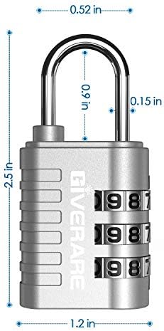 GIVERARE 8 Pack Combination Lock, 3-Digit Padlock Keyless, Resettable Luggage Locks for Backpack, Gym & School & Employee Locker, Weatherproof Travel Lock for Fence, Backyard Gate, Hasp, Case-Silver - Image 2