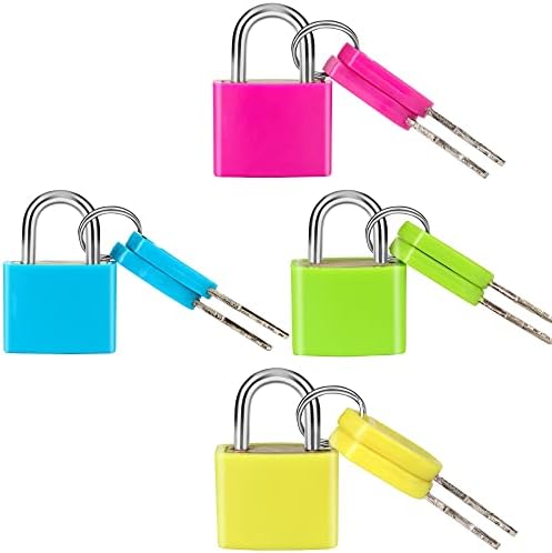 4 Pcs Suitcase Locks with Copper Keys Protect Your Belongings with Febwind's Set of 4 Mini Padlocks Multicolor Durable Locks for Suitcases Backpacks Boxes Cabinet and Laptop Bags by Febwind