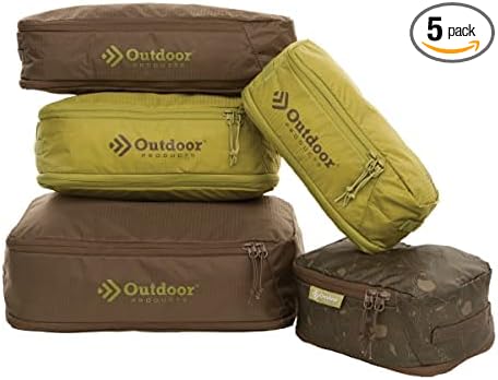 5 Piece Set Lightweight Expandable Travel Cubes for Luggage (Olive and Brown) (Olive and Brown)