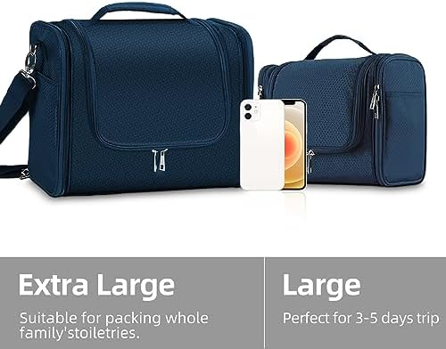 Buruis Extra Large Hanging Toiletry Bag for Women and Men, Blue - Image 6