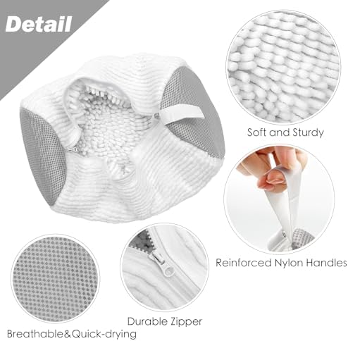Shoe Washing Machine Bag,Laundry Shoe Bag for Washer and Dryer,Reusable Shoe Cleaning Bag for Sneakers,Tennis Shoes,With Self-locking Zipper, Microfiber Inside,Include Shoe Bag (Pro White - 2 Pack) - Image 2