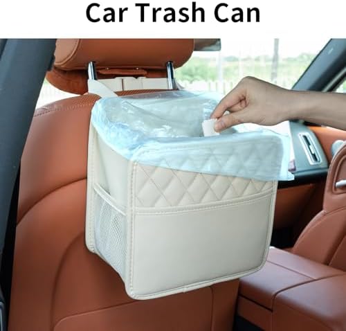 FrgKbTm 2Pack Car Seat Back Hanging Bag Car Document Holder Multi-Pocket Bottle Bag Storage Box Organizer Travel Tidy Pouch Pocket Kids Beige - Image 4
