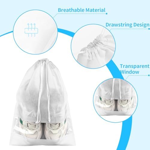12 Pack Shoe Bags for Travel, Large Travel Shoe Bag for Packing with Window - Image 3
