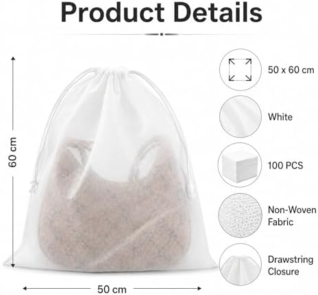 Berlune 100 Pcs Dust Bags for Handbags 19.7 in X 23.7 in Non Woven - Image 2