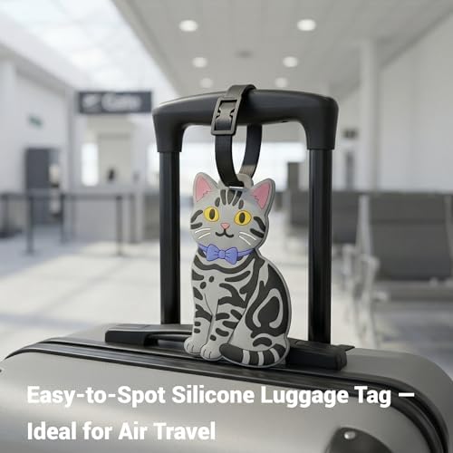Luggage Tags for Suitcases, American Shorthair Cat Oval Silicone Bag ID Tag - Image 5