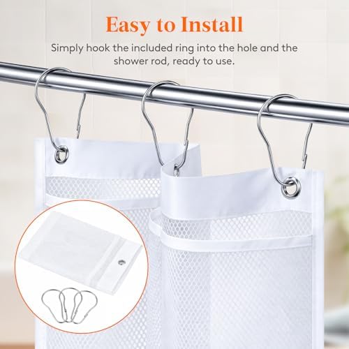 Lifewit Cruise Essentials Shower Caddy Must-Have, 7 Pockets Hanging Bathroom Organizer with Quick-Dry Mesh, Portable Shower Bag to Storage Soap, Shampoo, for RVing, Travel, Camping, White, 1 Pack - Image 4
