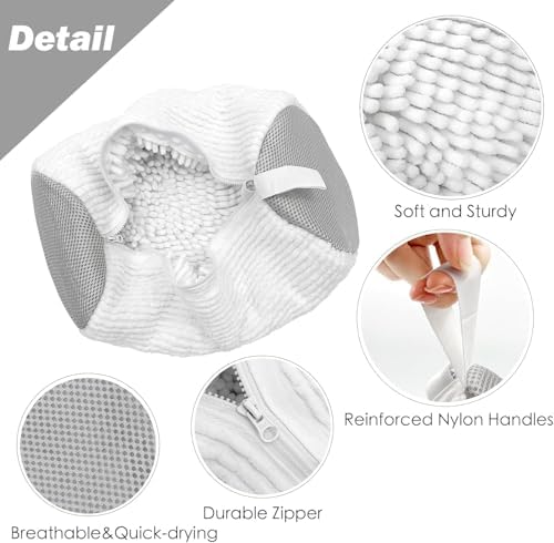 Shoe Washing Machine Bag,Laundry Shoe Bag for Washer and Dryer,Reusable Shoe Cleaning Bag for Sneakers,Tennis Shoes,With Self-locking Zipper, Microfiber Inside (Lite White - 2 Pack) - Image 2