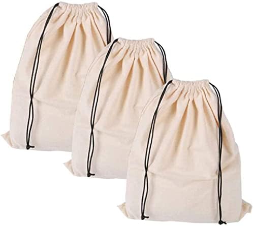 MISSLO Set of 3 Cotton Breathable Dust-proof Drawstring Storage Pouch Multi-functional Bag. Pack 3 S by MISSLO