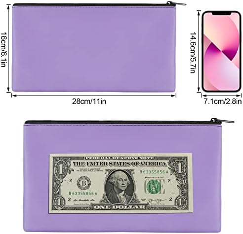 2 Pieces Money Bags with Zipper, 11x6.1 inch Money Pouch, Bank Bag, Cash Bag, Check Wallet, Cosmetics(Purple) - Image 2