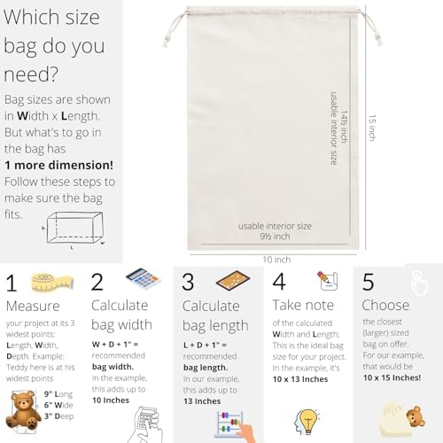 Heavy Duty Cotton Drawstring Bags 4-Pack - 270 GSM Thick Cloth Pouches for Gifts, Travel, Dice, Jewelry, Laundry - Double Drawstring (Natural Beige, 10 x 15 Inches) - Image 3