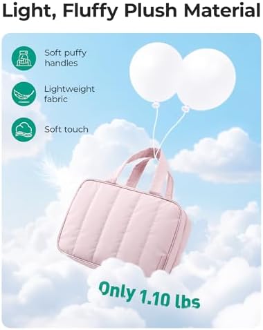 BAGSMART Travel Toiletry Bag for women, Portable Hanging Hook Makeup Bag Organizer, Waterproof Makeup Cosmetic Bag, for Full-Size Accessories, Toiletries,Baby Blue - Image 6