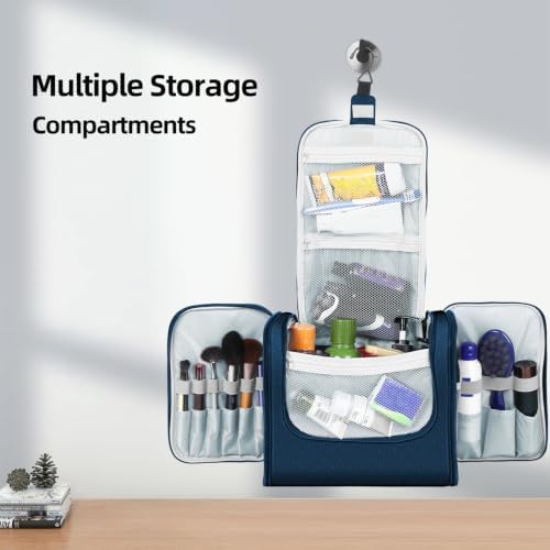 Buruis Extra Large Hanging Toiletry Bag for Women and Men, Blue - Image 2