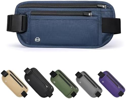 Blue Hidden Money Belt for Travel for Men, Waist Wallet Anti Theft, RFID Passport Holder For Travel Men Or Women, Money Pouch, RFID Passport Holder by Unknown