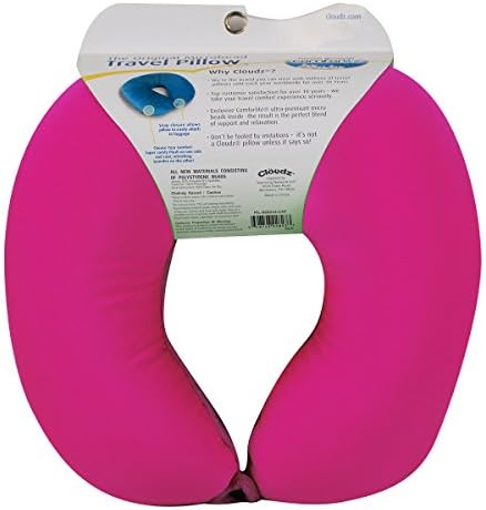 Cloudz Dual Comfort Microbead Airplane Travel Neck Pillow. Soft Cozy Plush Fabric on One Side, Cool Relaxing Spandex on The Other! Customize Your Comfort and Support at Home or On The Go! Bright Pink - Image 2