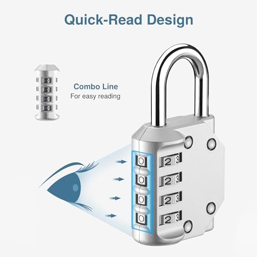 Puroma 2 Pack Combination Lock Locker 4 Digits Combo Padlock Gym Silver - Image 3