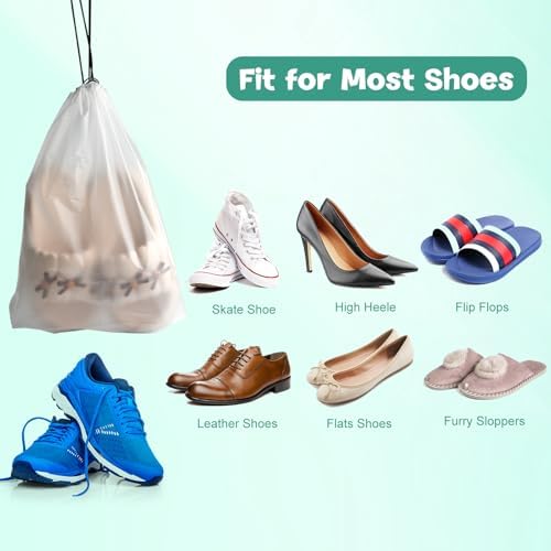 100Pcs Shoe Bags for Travel，PLULON 15.7" x 11.8" Clear Drawstring Storage Plastic Bags Shoes Organizer for Packing Waterproof Dustproof Women Men Portable Travel Essentials - Image 5