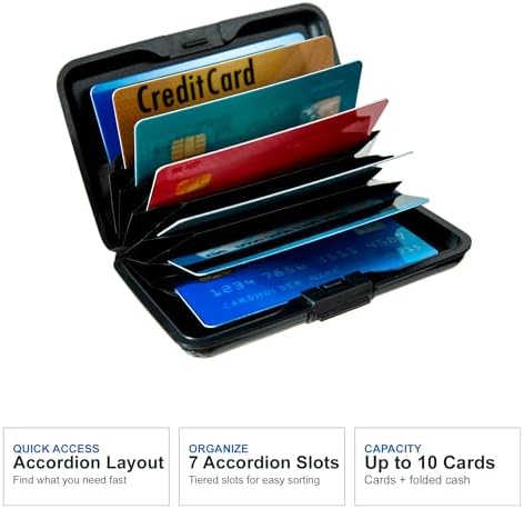 Credit Card Holder RFID Blocking Wallet for Women Men Small Mini Metal Slim Hard Aluminum Business Card Case (Blue) - Image 2
