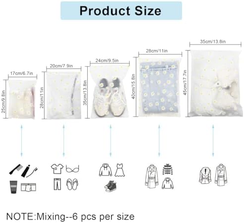 30PCS Travel Storage Bags for Clothes, Clear Plastic Ziplock Bags, 5 Size - Image 3