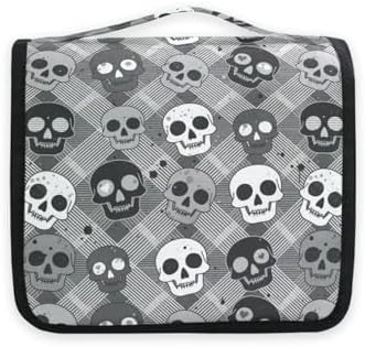 MNSRUU Hanging Toiletry Bag Striped Gothic Skull Makeup Travel bag for Toiletries Portable Toiletry Organizer Bags Clear Toiletry Cosmetic Kit - Image 2