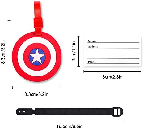 4 Pcs Set Comic Superhero Head Silicone Travel Luggage Baggage Identification Labels ID Tag for Bag Suitcase Plane Cruise Ships with Belt Strap - Image 6