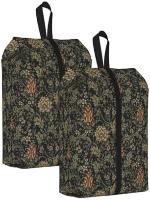 Morrisstyle Victorian Floral Travel Shoe Bag for Men & Women, Waterproof Shoe Storage Organizer with Zipper, Portable Shoe Pouch for Sneakers, Heels, Sandals, Gym & Travel Luggage 2PCS by OLUSENMO