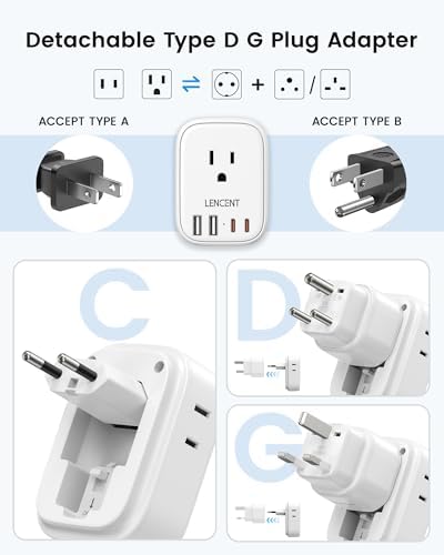LENCENT Type C and Type D G Universal Travel Adapter Kit International Plug - Image 2