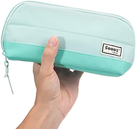 Sooez Wide-Opening Pencil Pen Case, Lightweight & Spacious Pencil Cases Bag Pouch Box Organizer, Aesthetic Supply with Triangular Design for Adults, Mint Green by Sooez