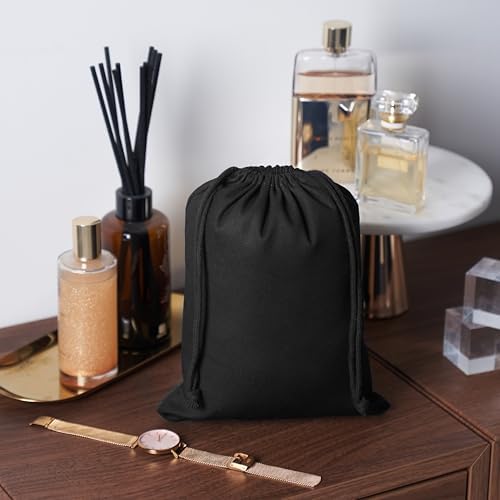 Heavy Duty Cotton Drawstring Bags 4-Pack - 270 GSM Thick Cloth Pouches for Gifts, Travel, Dice, Jewelry, Laundry - Double Drawstring (Rustic Black, 7 x 9 Inches) - Image 4