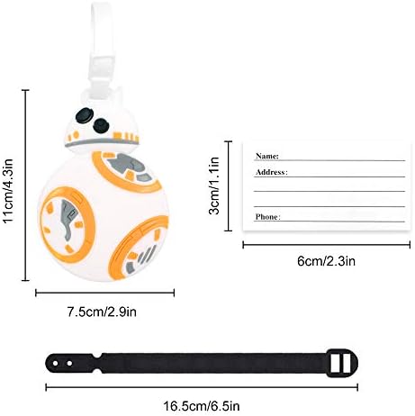 4 Pcs Set Star Wars Kylo Ren BB8 Stormtrooper R2D2 Silicone Travel Luggage Baggage Identification Labels ID Tag for Bag Suitcase Plane Cruise Ships with Belt Strap - Image 6