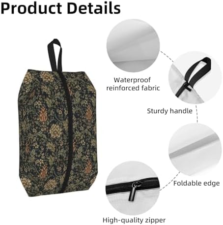Morrisstyle Victorian Floral Travel Shoe Bag for Men & Women, Waterproof Shoe Storage Organizer with Zipper, Portable Shoe Pouch for Sneakers, Heels, Sandals, Gym & Travel Luggage 2PCS - Image 4