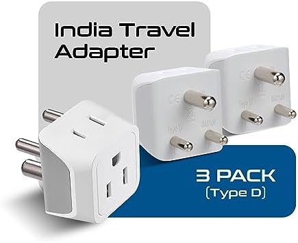 Ceptics US to India Plug Adapter works in Nepal, Maldives, Pakistan, India Power Adapter, Dual USA Input, Grounded Travel Adapter for Indian plug, Perfect for Phones, Laptop Chargers, 3 Pack (CT-10) - Image 2