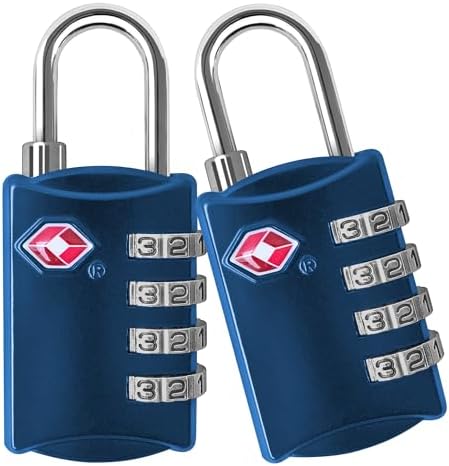 TSA Luggage Locks 2 Pack – 4-Digit Steel – Blue by desiredtools%C2%AE