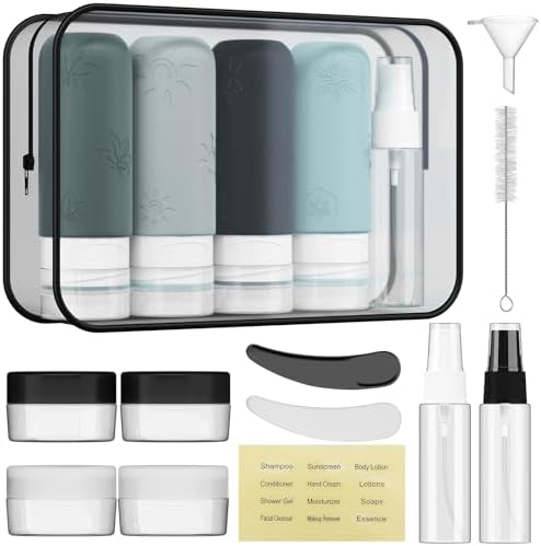 16 Pack Travel Bottles for Toiletries, Silicone TSA Approved-Containers for Toiletries,3oz Silicone Travel Bottles Set Leak Proof Refillable Liquid,Shampoo and Conditioner Travel Toiletry Bottles Grey - Image 3