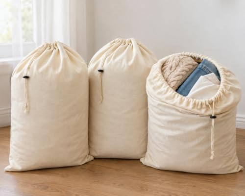 4-Pack Drawstring Dust Covers Large 100% Cotton 26" x 20" - Image 6