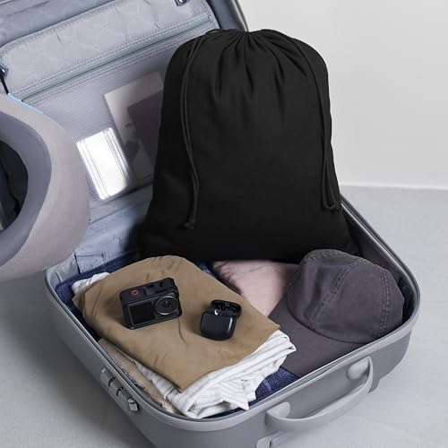 Heavy Duty Cotton Drawstring Bags 4-Pack - 270 GSM Thick Cloth Pouches for Gifts, Travel, Dice, Jewelry, Laundry - Double Drawstring (Rustic Black, 14 x 17 Inches) - Image 5