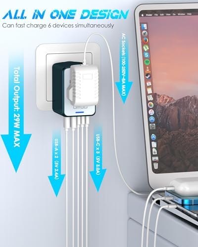 Universal Travel Adapter with 5 USB C/A Ports 30W Fast Charging - Image 2