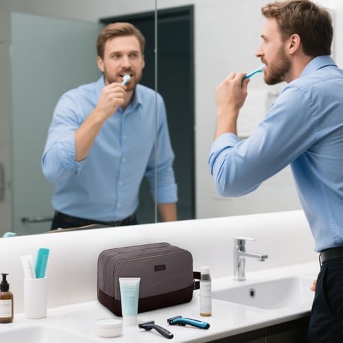 WANDF Travel Toiletry Bag for Men, Canvas Shaving Dopp Kit - Image 5