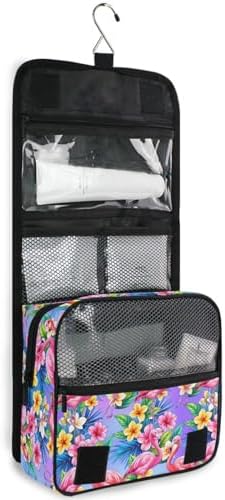 MNSRUU Hanging Toiletry Bag Pink Flamingo Tropical Bird Flower Makeup Bag Portable Travel bag for Toiletries Organizer Bags for Women Men, Travel-Essentials Bag - Image 3