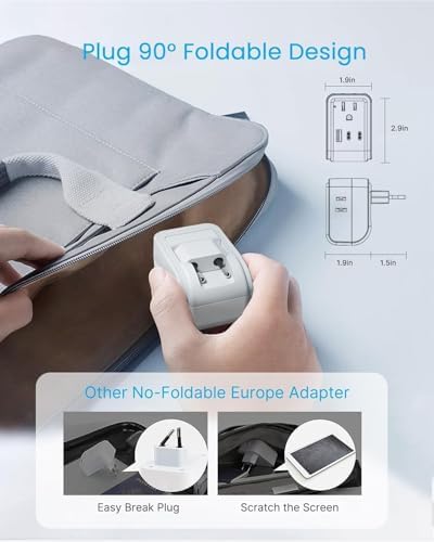 VINTAR 2 Pack European Travel Plug Adapter, PD 35W Type C Foldable Adaptor - Image 3