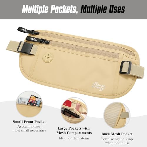 MoKo Travel Money Belt, RFID Blocking Passport Wallet - Image 5