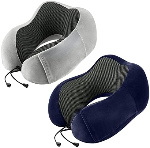 urnexttour Neck Pillow Airplane Travel Pillow 2 Pack Grey and Blue by Urnexttour