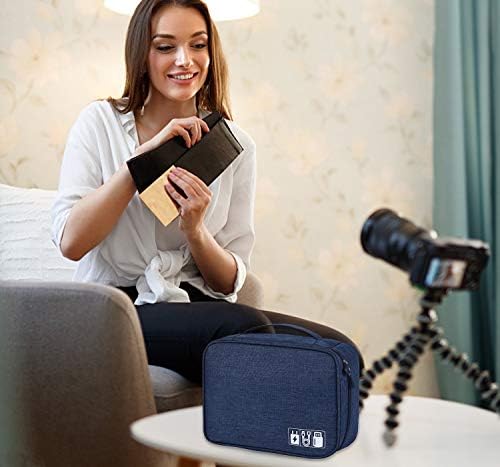 Electronic Accessories Organizer, Portable Travel Cable Storage Bag Tech Pouch with Adjustable Compartments Water-Resistant Handbag for Smart Device Cords Chargers Hard Drives Gadgets - Image 3