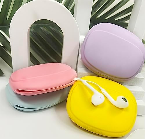 Silicone Headphone Organizer - Data Cable Storage Case - Mini Key Box - Portable Wired Headset Storage Bag (Purple-Yellow-Pink-Blue) - Image 3